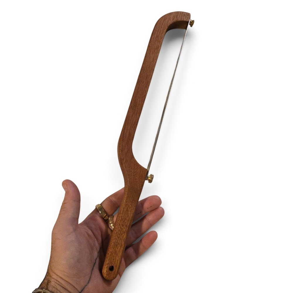 Bread Slicer 16" Fiddle Bow Knife Wood Serrated Stainless Steel Kitchen Tool Brn